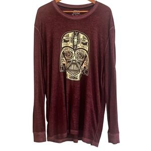 Fifth Sun Star Wars Burgundy Dark Side Dark Vader Graphic Waffle‎ Knit Shirt 2XL